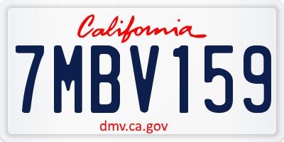 CA license plate 7MBV159