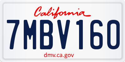 CA license plate 7MBV160