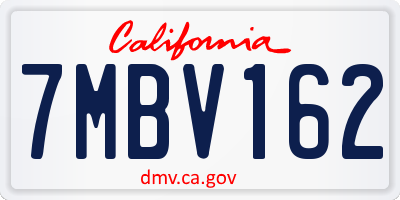 CA license plate 7MBV162