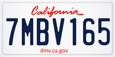 CA license plate 7MBV165