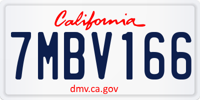 CA license plate 7MBV166