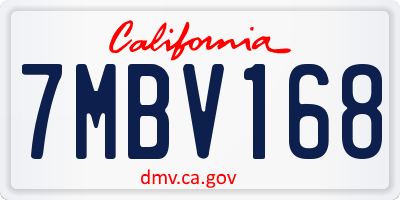 CA license plate 7MBV168