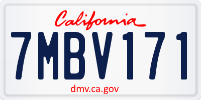 CA license plate 7MBV171