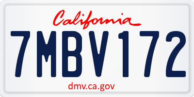 CA license plate 7MBV172