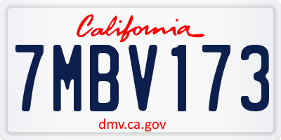 CA license plate 7MBV173
