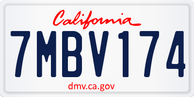 CA license plate 7MBV174