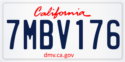 CA license plate 7MBV176