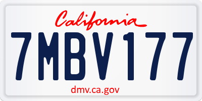 CA license plate 7MBV177