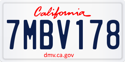 CA license plate 7MBV178