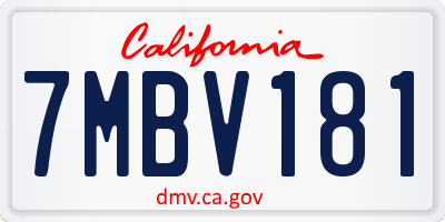 CA license plate 7MBV181