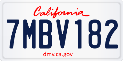 CA license plate 7MBV182