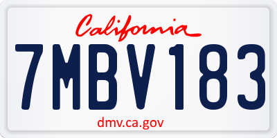 CA license plate 7MBV183