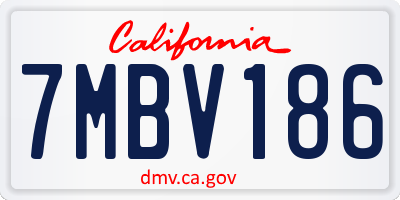 CA license plate 7MBV186