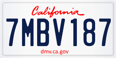 CA license plate 7MBV187