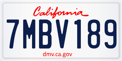 CA license plate 7MBV189