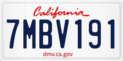 CA license plate 7MBV191