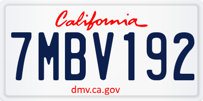 CA license plate 7MBV192