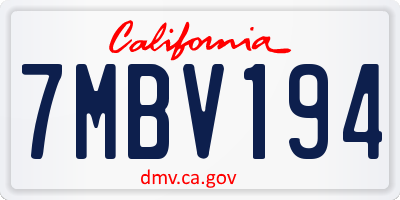 CA license plate 7MBV194
