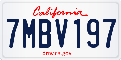 CA license plate 7MBV197