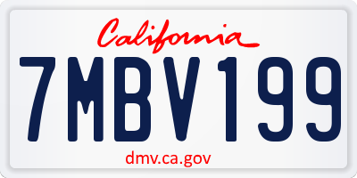 CA license plate 7MBV199