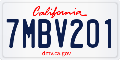 CA license plate 7MBV201