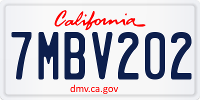 CA license plate 7MBV202