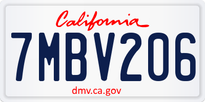 CA license plate 7MBV206