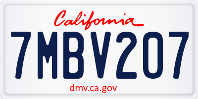 CA license plate 7MBV207