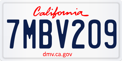 CA license plate 7MBV209