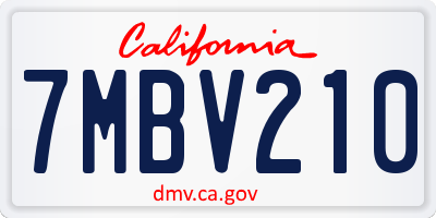 CA license plate 7MBV210