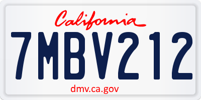 CA license plate 7MBV212