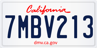 CA license plate 7MBV213