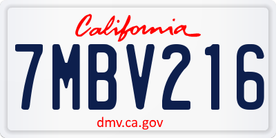 CA license plate 7MBV216
