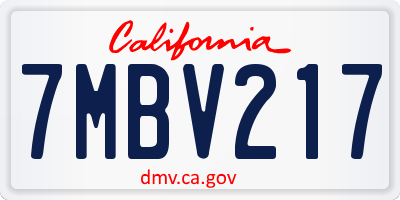 CA license plate 7MBV217
