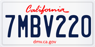 CA license plate 7MBV220