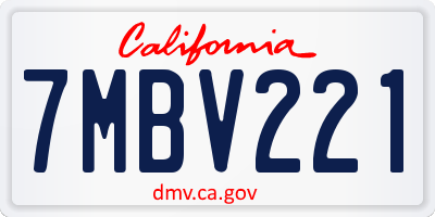 CA license plate 7MBV221