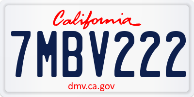 CA license plate 7MBV222