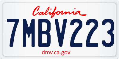 CA license plate 7MBV223