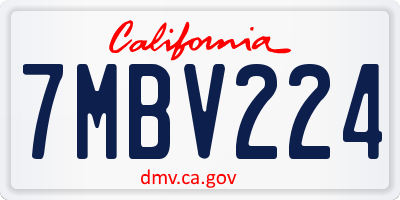 CA license plate 7MBV224