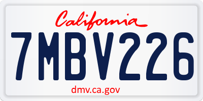 CA license plate 7MBV226
