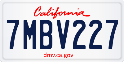 CA license plate 7MBV227