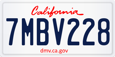CA license plate 7MBV228
