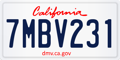 CA license plate 7MBV231