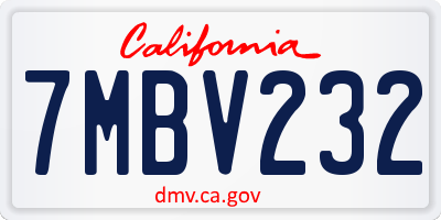 CA license plate 7MBV232