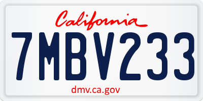 CA license plate 7MBV233