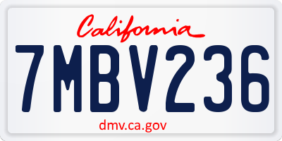 CA license plate 7MBV236