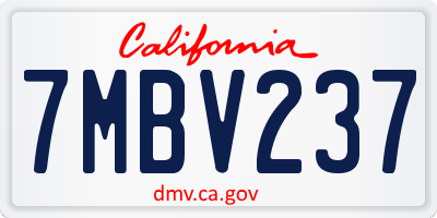CA license plate 7MBV237