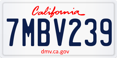 CA license plate 7MBV239