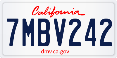 CA license plate 7MBV242