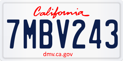 CA license plate 7MBV243
